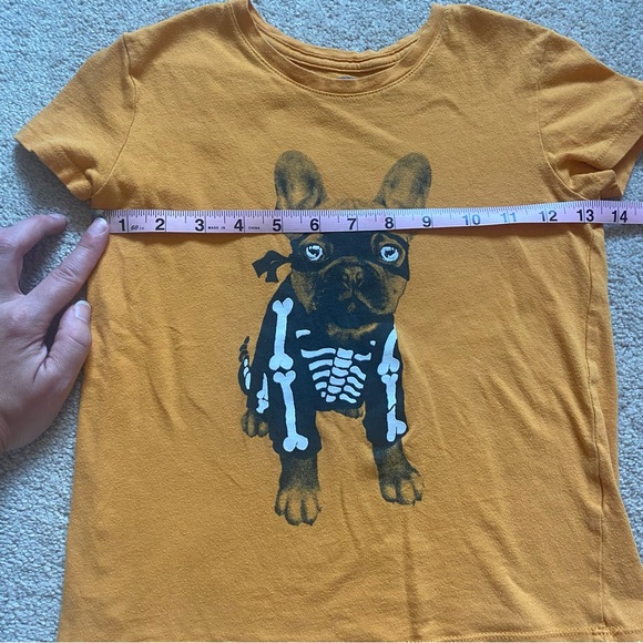 3 for $15 Glow In The Dark French Bull Dog Skeleton Tee Old Navy Size 6-7 Orange - Picture 4 of 14
